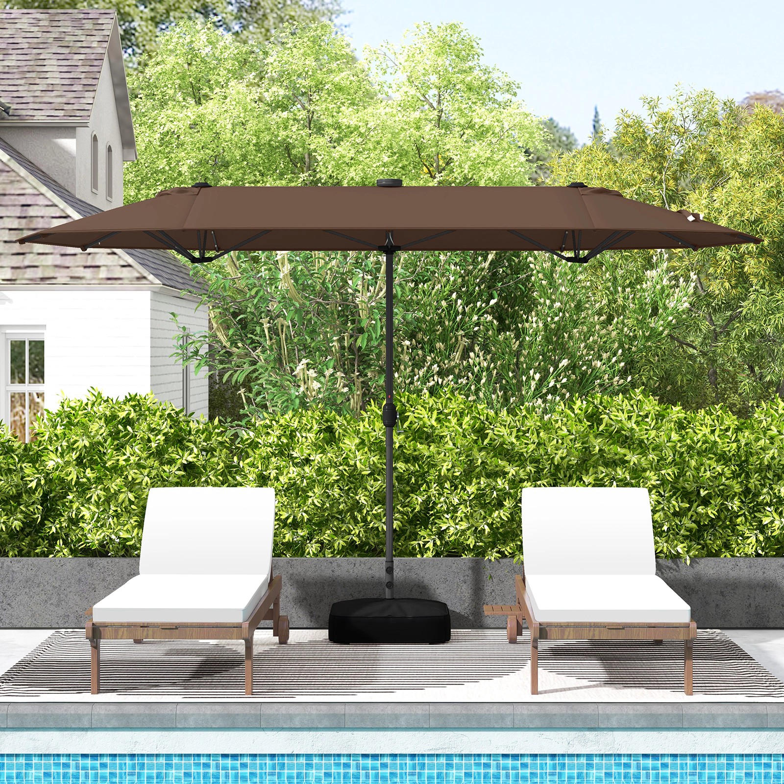 SUGIFT 36 Solar LED Lights 12 Ribs and Air Vents 13 FT Double-Sided Patio Umbrella