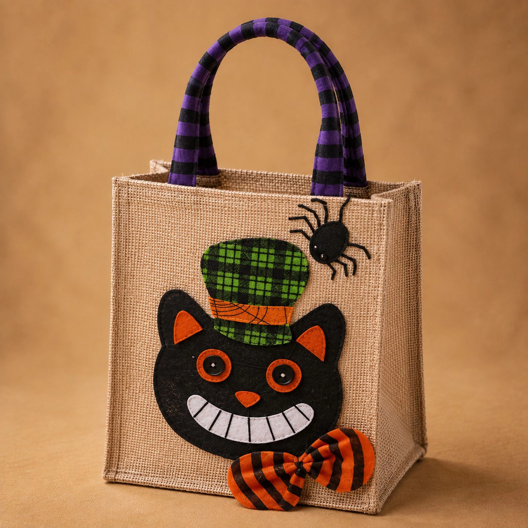 Alilang Halloween Burlap Character Applique Trick or Treat Tote Bag