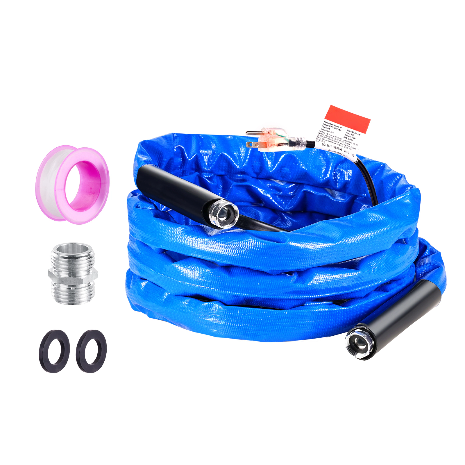 HONGGE 15 ft Heated RV Water Hose, Corrugated Cover, Antifreeze to -45°F, Self-Regulating 5/8-inch Hose
