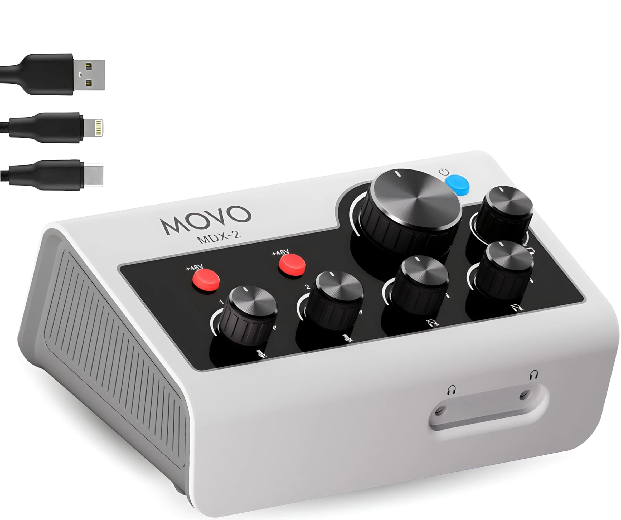 Movo MDX-2 2 Channel XLR Portable Audio Interface Compatible with PC Mac iPhone iPad and Android