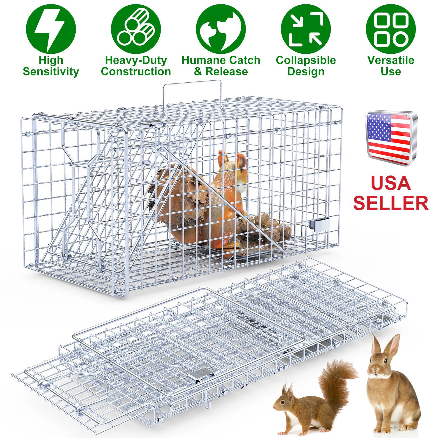 GBruno 2-Piece Collapsible Live Animal Trap Cage