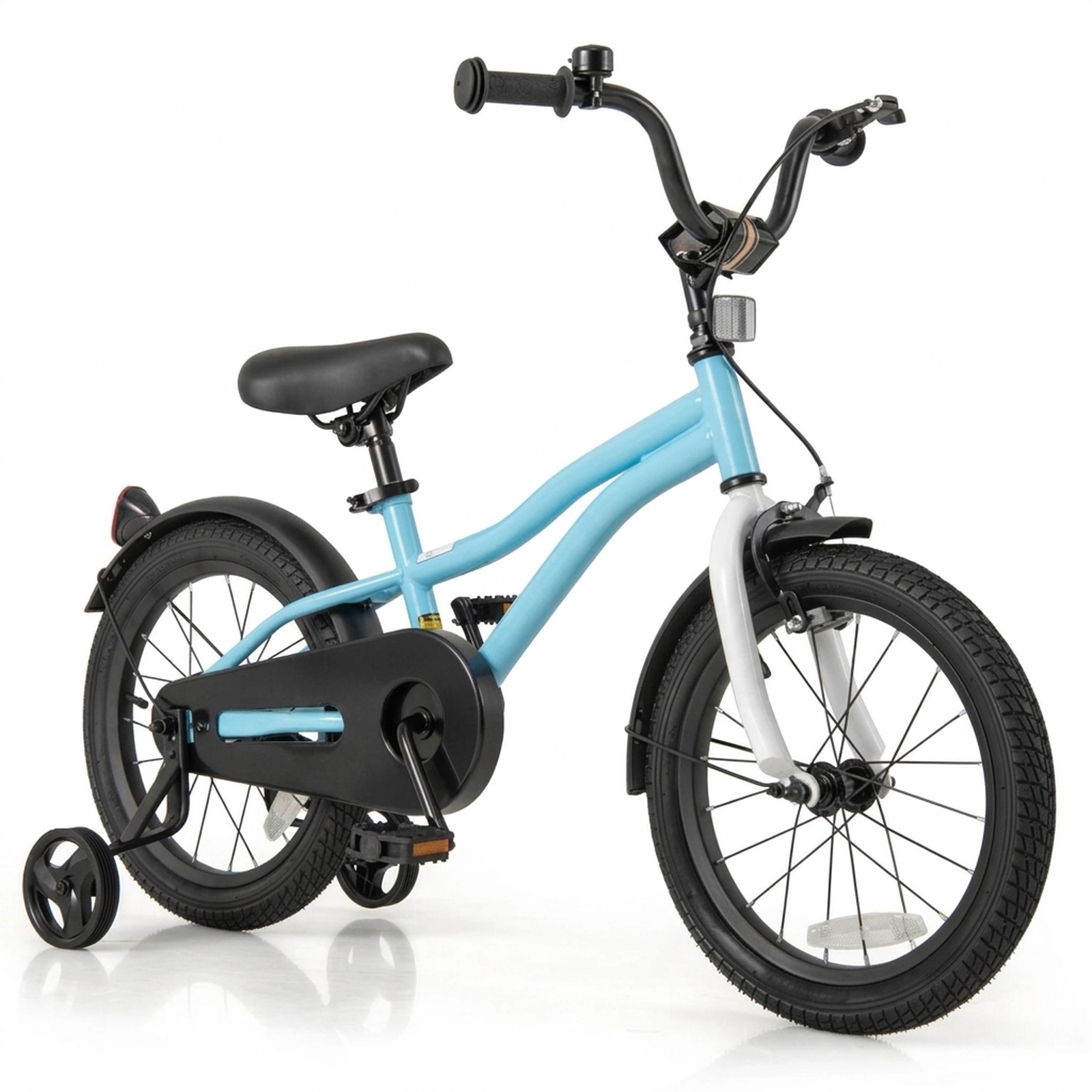 SUGIFT Kids Blue 16-in Bike with Shock Absorbing Rubber Tires and Training Wheels 21-in Saddle H Ages 4-7