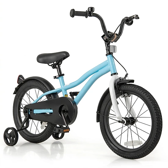 SUGIFT Kids Blue 16-in Bike with Shock Absorbing Rubber Tires and Training Wheels 21-in Saddle H Ages 4-7