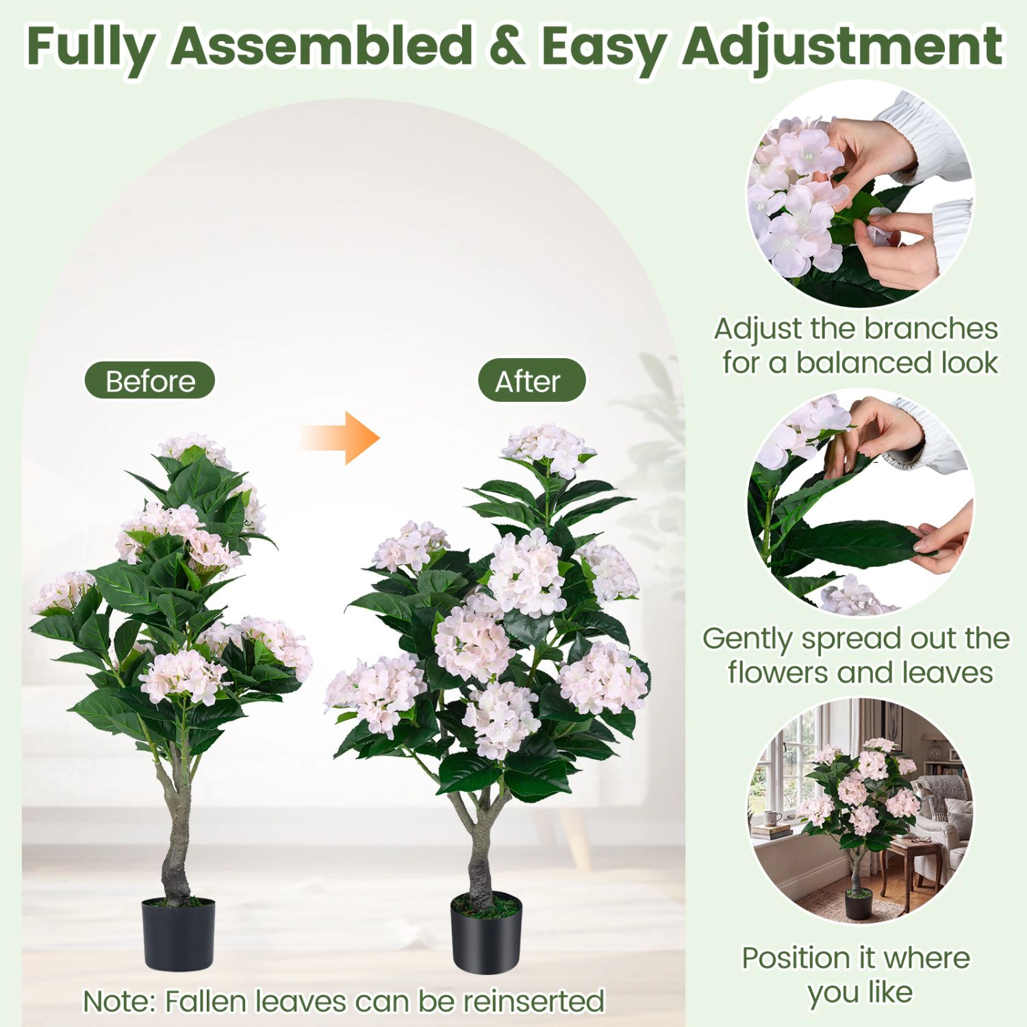 Slickblue Artificial Hydrangea Tree with Cement Pot for Home Decor