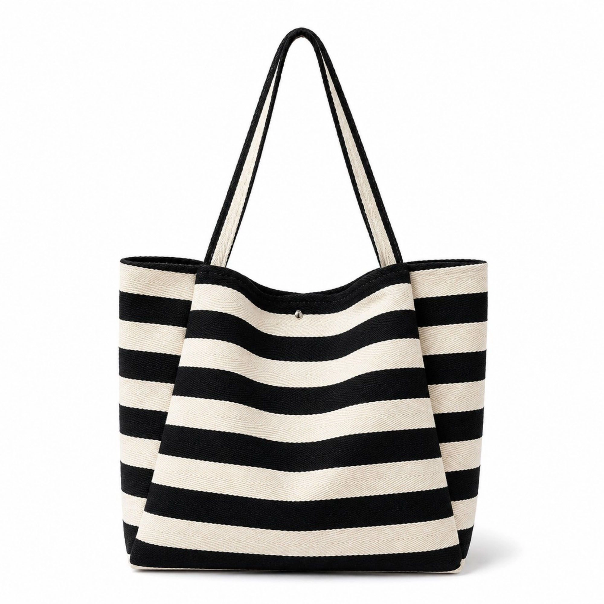 Alilang Women's Striped Tote Bag with Large Capacity Soft Shoulder Carry Design