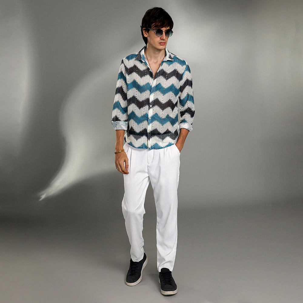 Chevron-Block Knit Shirt