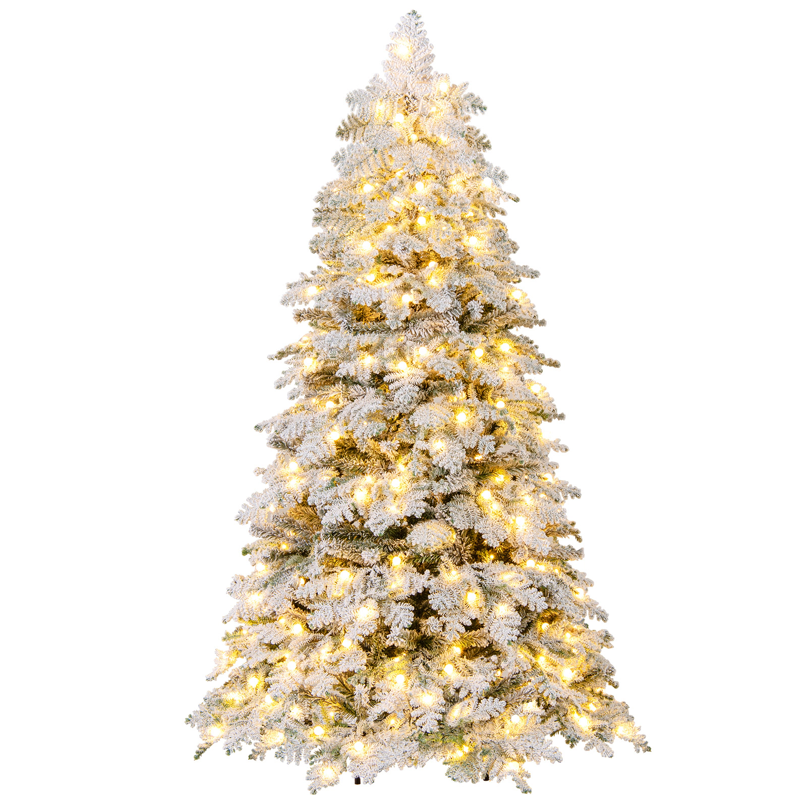 SUGIFT 6 ft Snow Flocked Pre-Lit Christmas Tree with 130 Twinkle Balls and 260 LED Lights