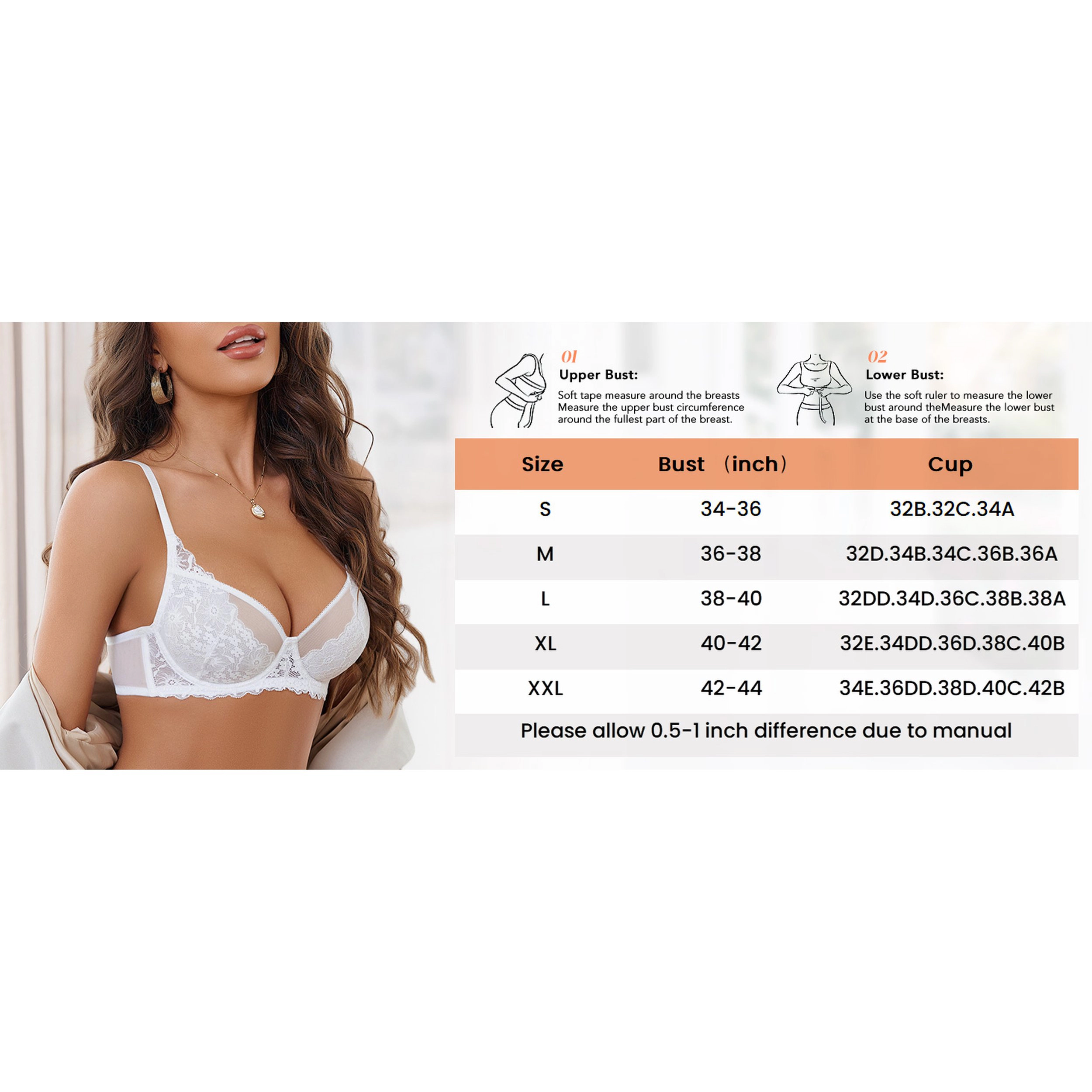 Avidlove Women's Lace Underwire Mesh Full Coverage Bralette