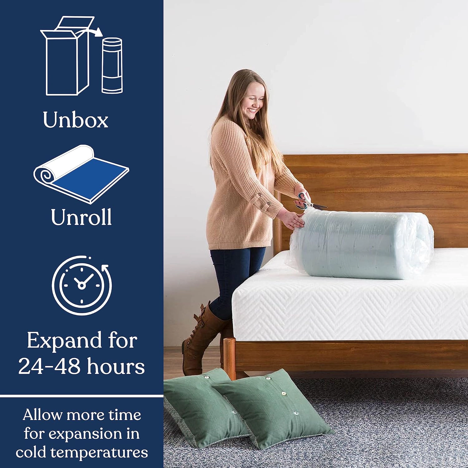 Delara 2-in Gel-Infused Memory Foam Mattress Topper High-Density Cooling Foam with Ventilated Airflow Design