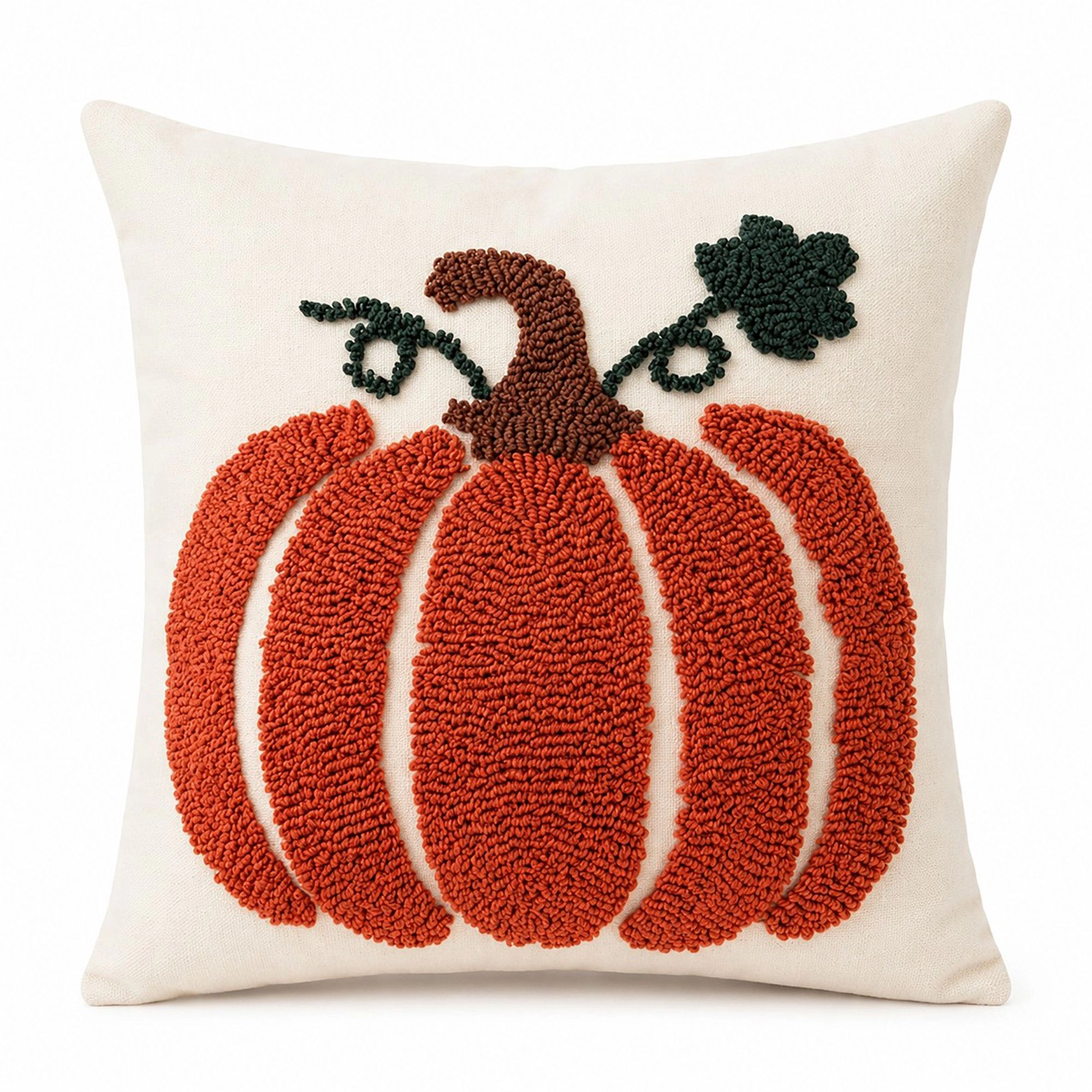 Alilang Fall Thanksgiving Tufted Pumpkin Vine Decorative Throw Pillow Cover