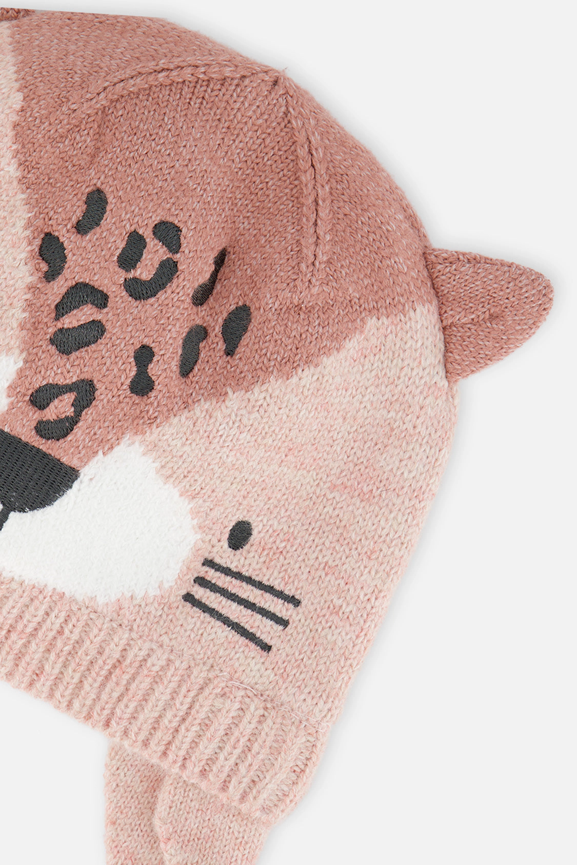 Deux par Girls Leopard Winter Knit Hat with Ear Flaps and Ears