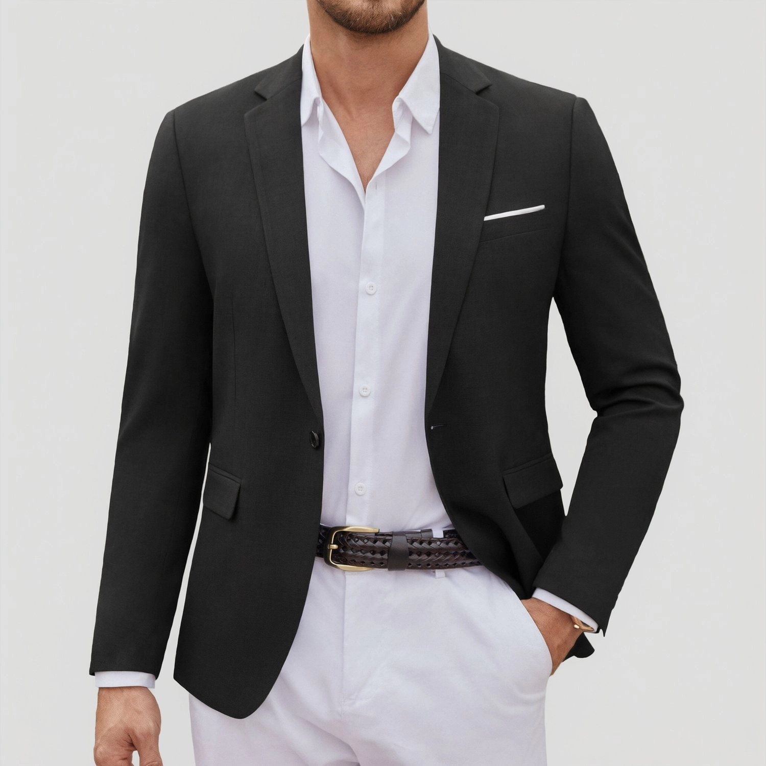 COOFANDY Mens Solid Long Sleeve Blazer One Button Notch Lapel Slim Casual Jacket