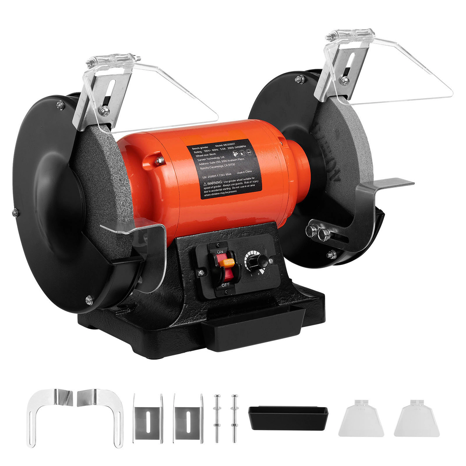 HONGGE Bench Grinder Speed Bench Grinder Table Grinders with Induction Motor 36/60-Grit Grinding & Adjustable for
