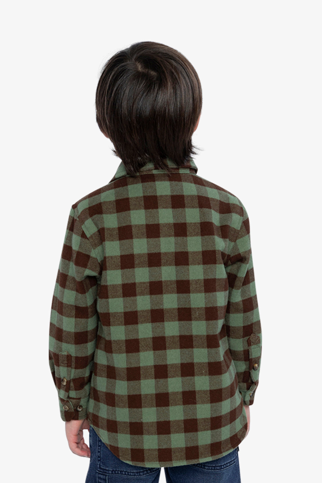 Deux par Deux Boys Brushed Plaid Flannel Button Front Shirt with Chest Pocket