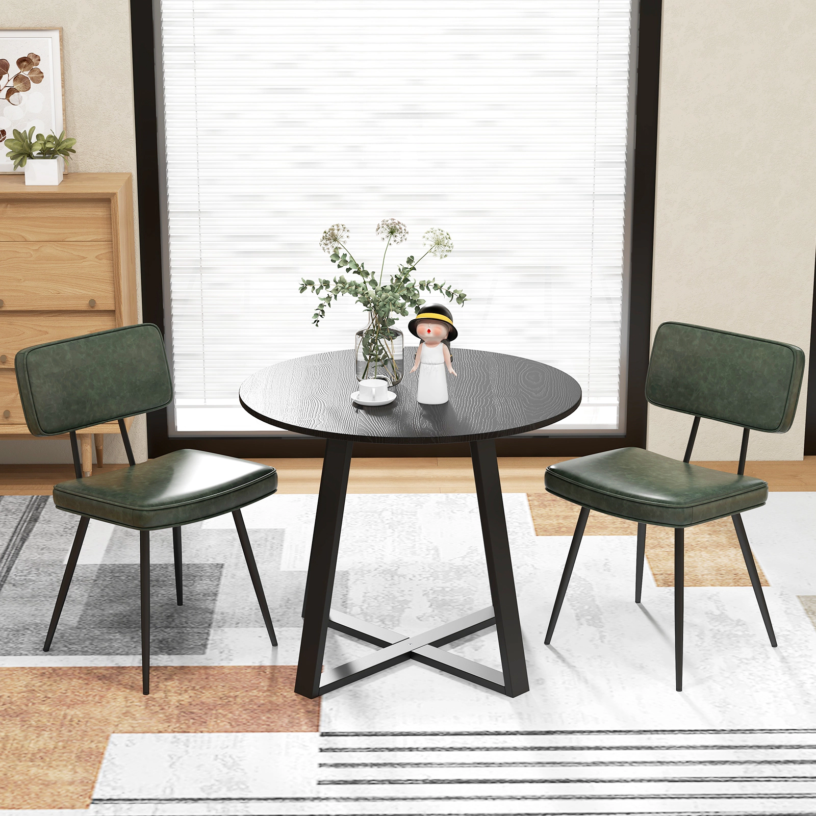 LJG Dining Chair Set of 2 with Padded Backrest and Seat