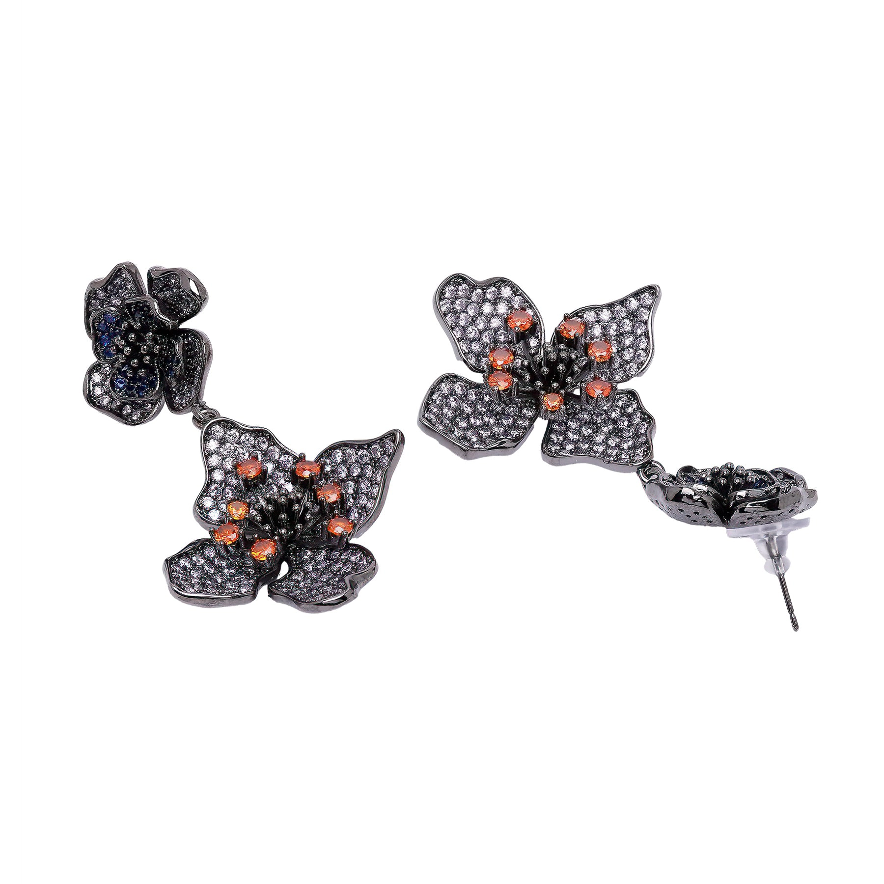 AGP PARIS Womens Diva Two-Tiered Floral Drop Earrings