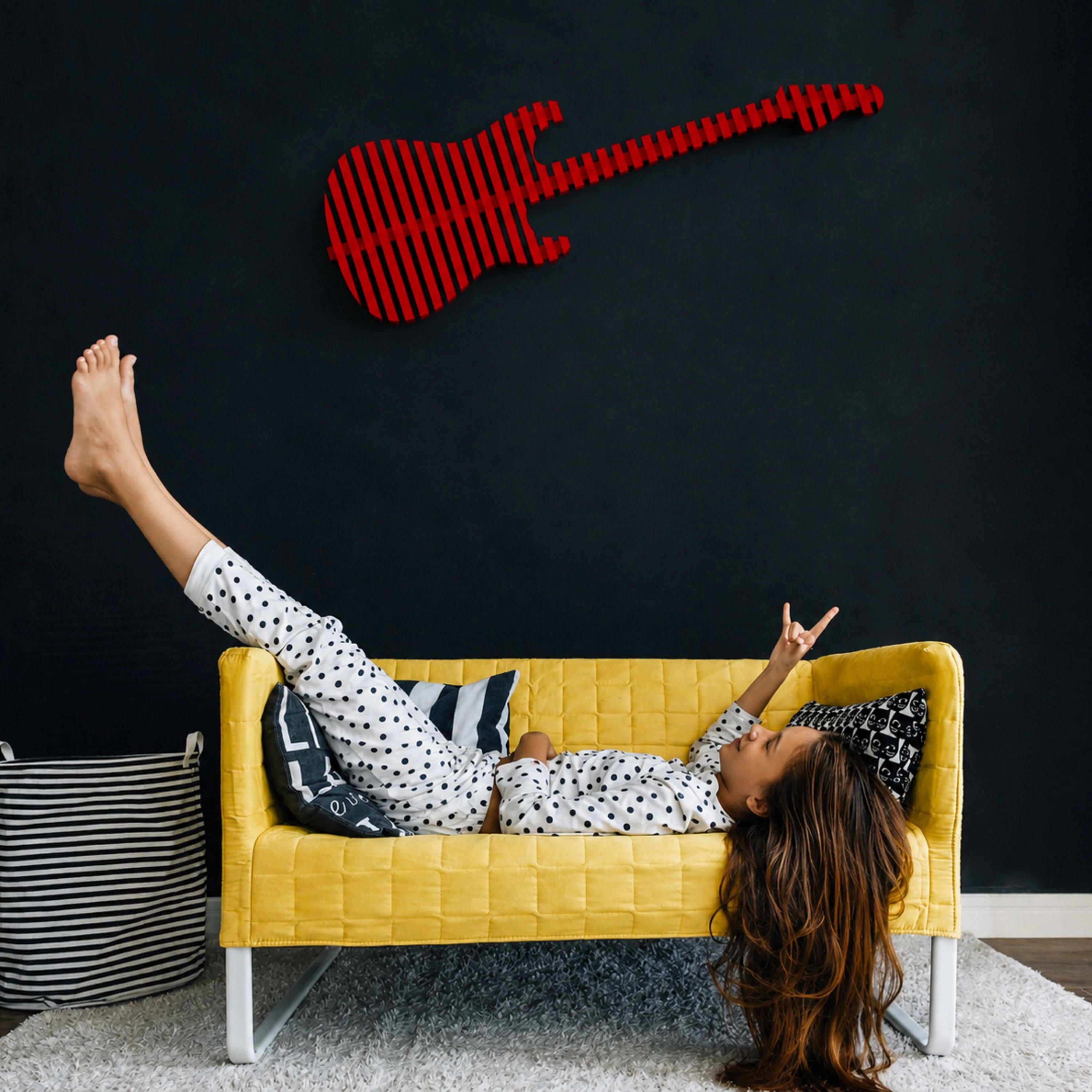 Wear Sierra Parametric Red 3D Guitar Wood Wall Art