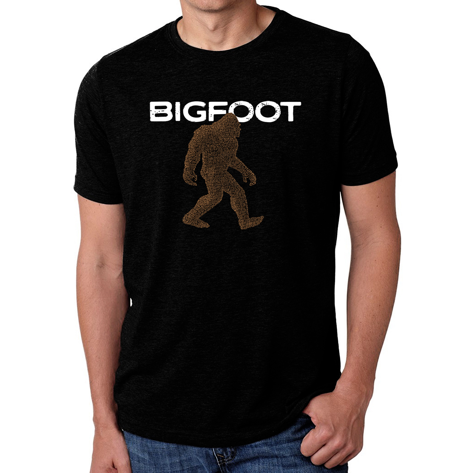 LA Pop Art Men's Cotton/Poly Word T-Shirt - Bigfoot