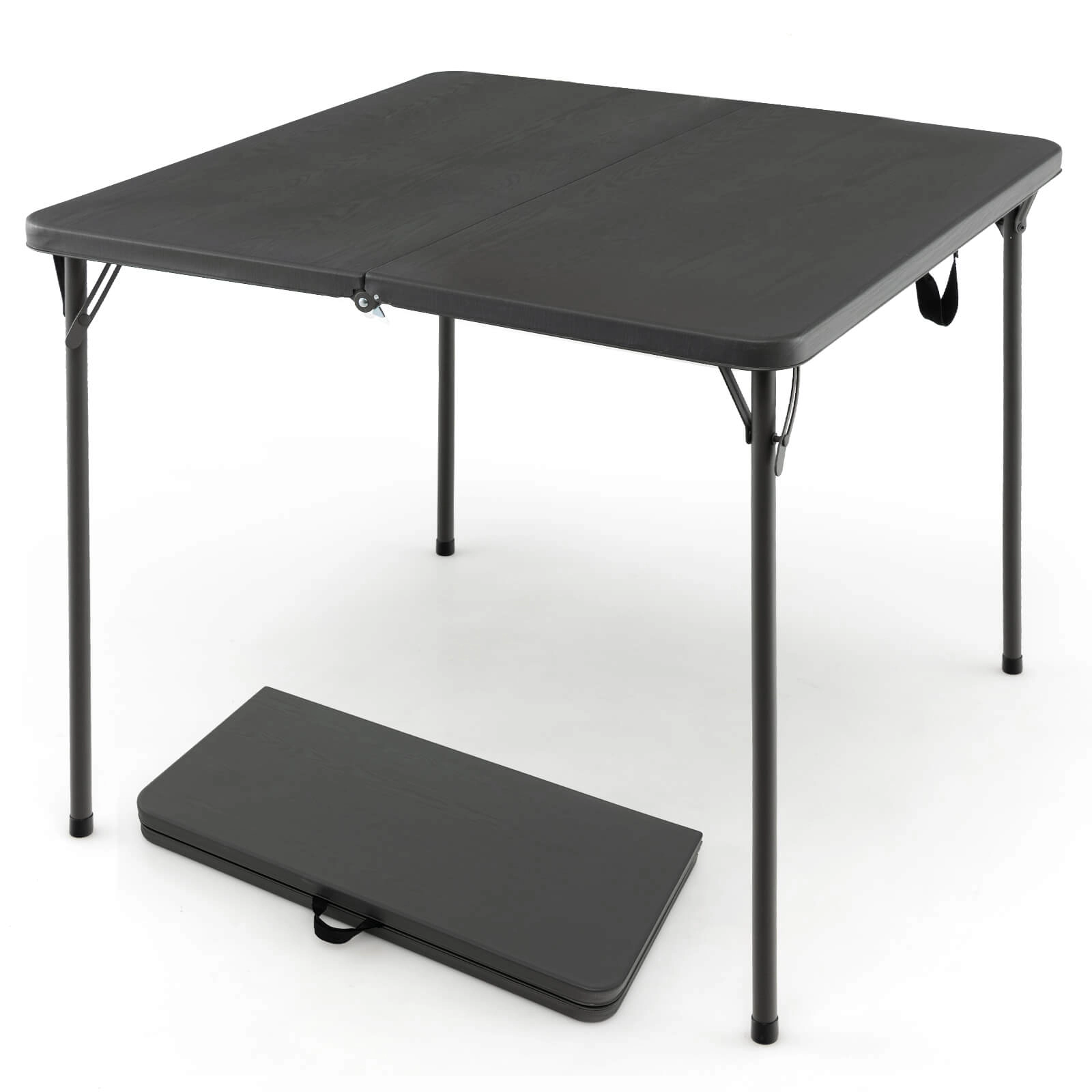 SUGIFT Folding Camping Table with All-Weather HDPE Tabletop and Rustproof Steel Frame 330-lb Capacity Gray