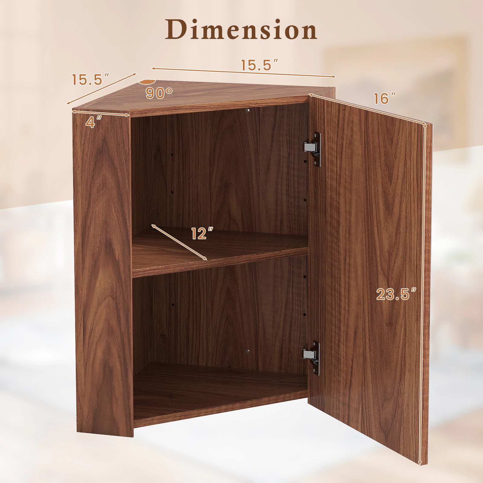 Slickblue Corner Bathroom Medicine Cabinet with Mirror Door and Adjustable Shelf