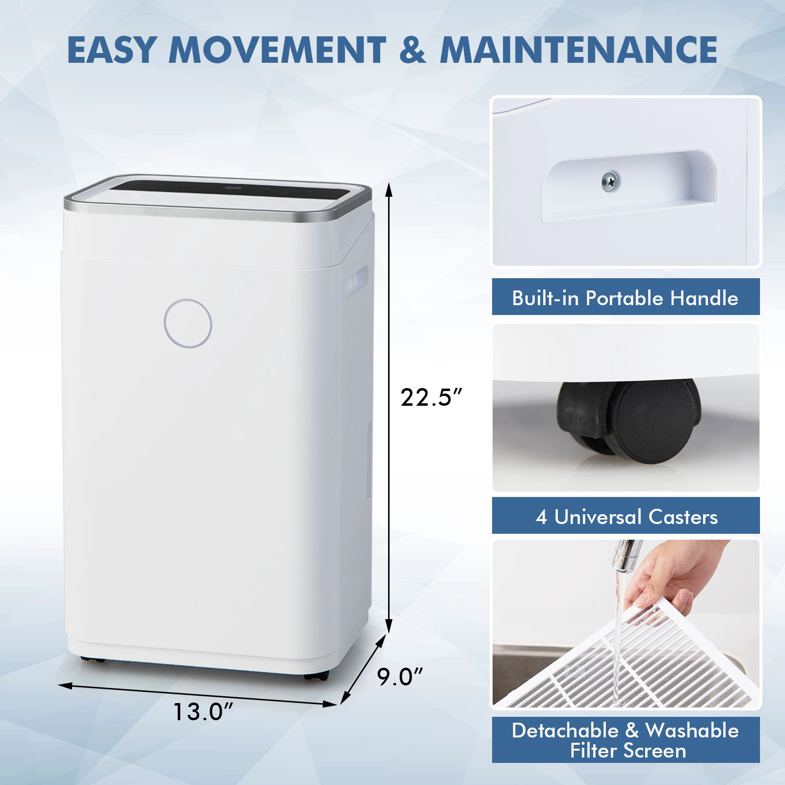 SlickBlue Automatic Home Dehumidifier with 1.7 Gallon Water Tank