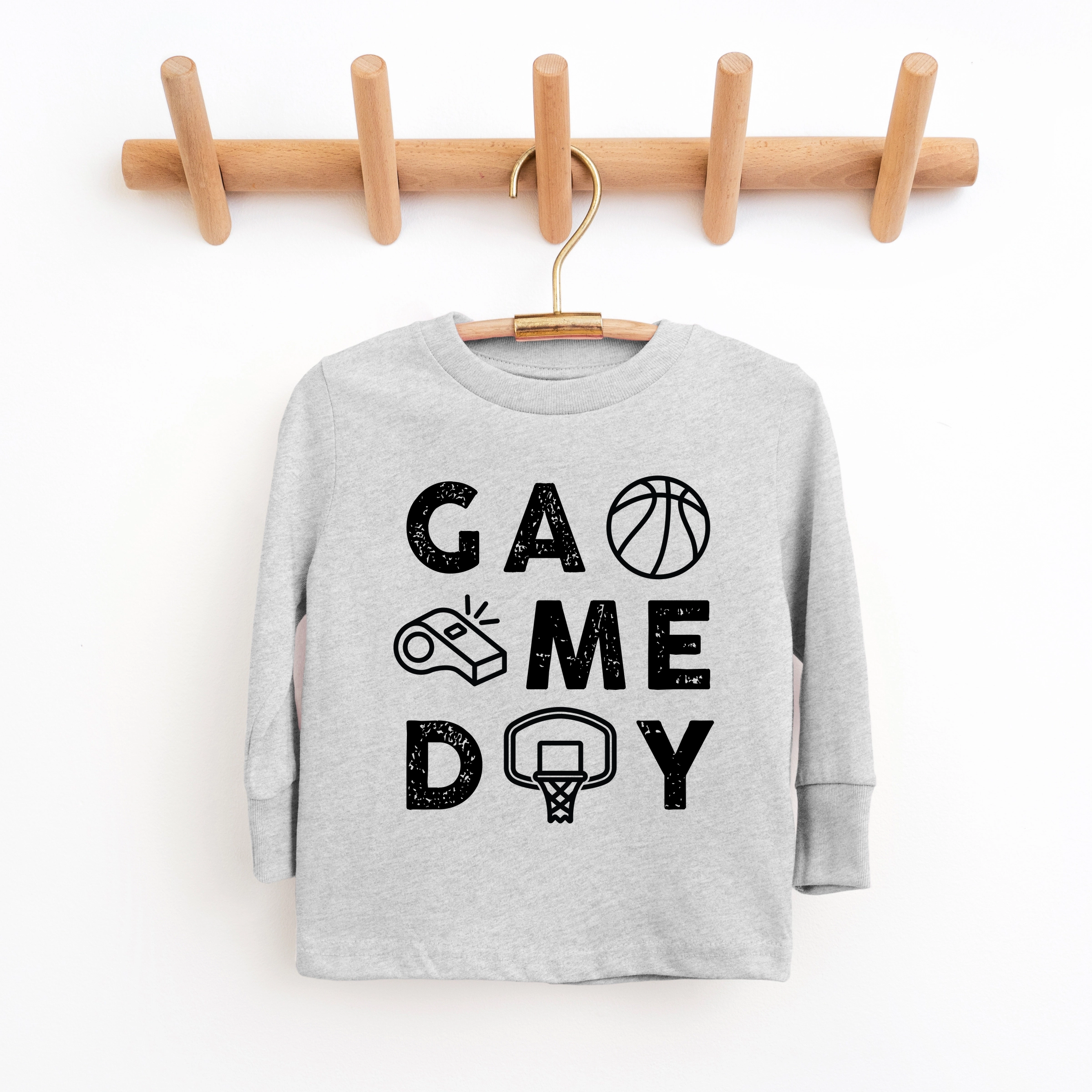 The Juniper Shop - Basketball Game Day Block Distressed Youth Long Sleeve Graphic T-Shirt