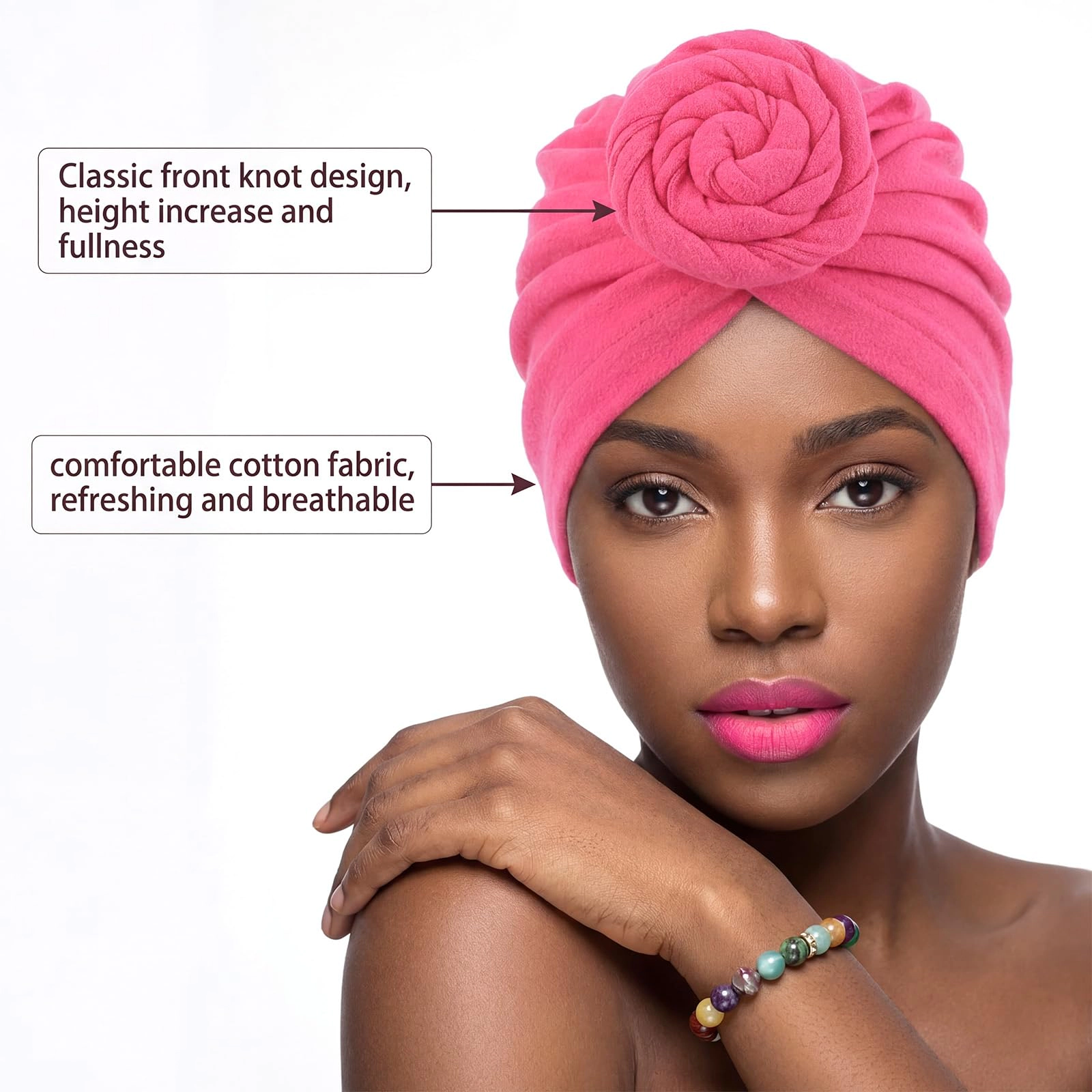 8 Women Turban Pre Tied Bonnet Hairwrap Flower Knot Beanie Cap Head Wraps Headband Hat  Stretch Turbans Caps