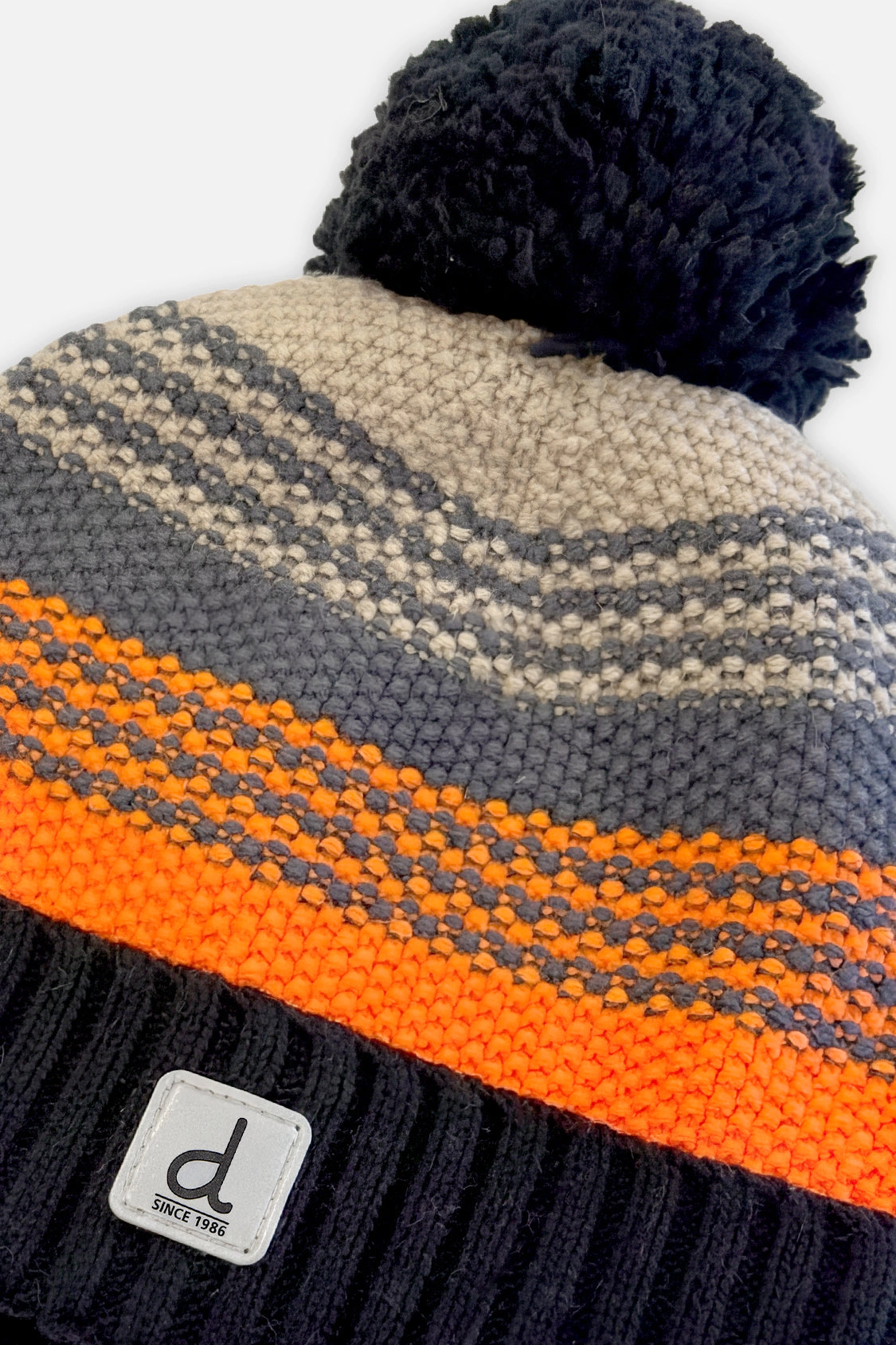 Deux par Boys Striped Winter Acrylic Knit Hat with Pompom