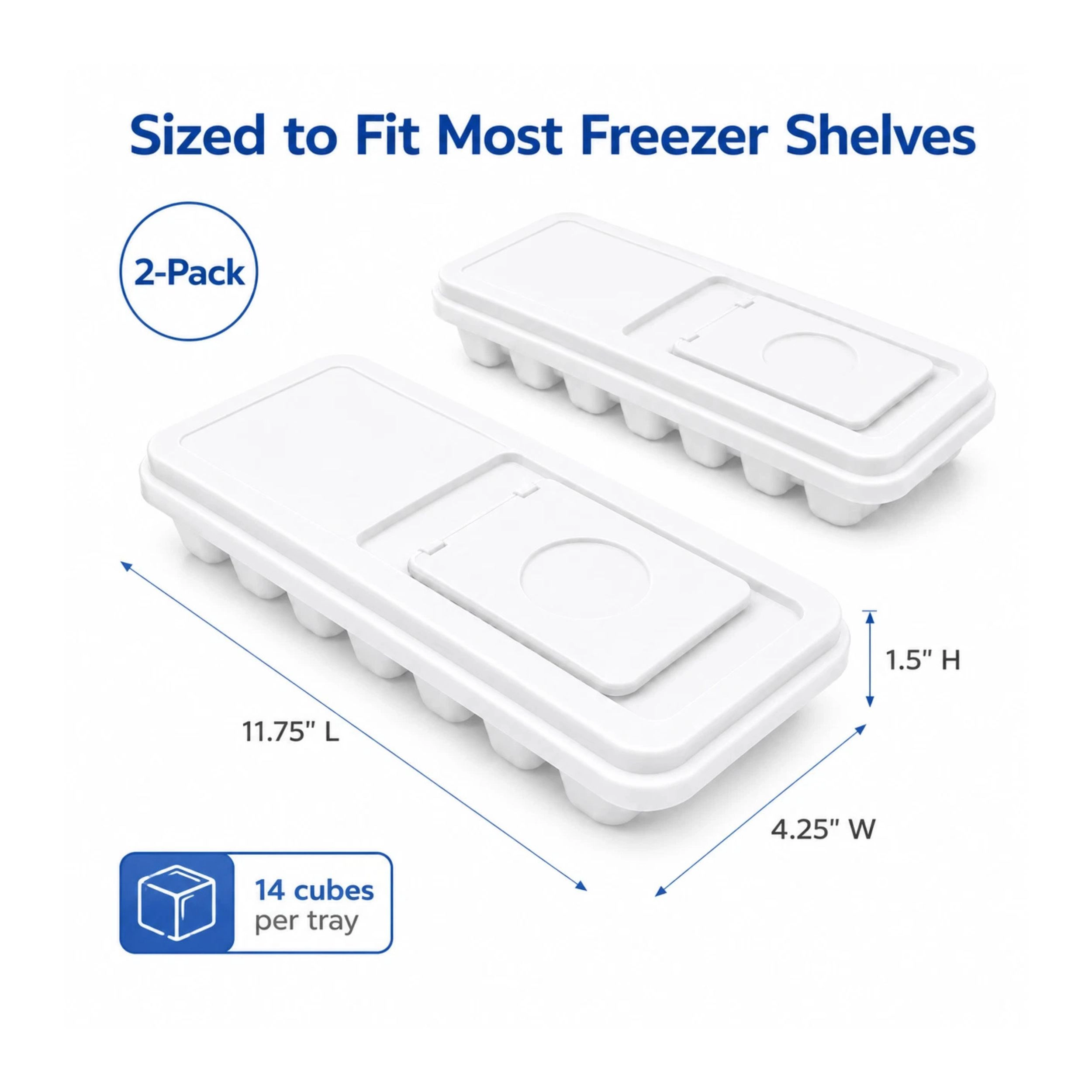 Home Collection Pack of 2 BPA-Free Ice Cube Trays with Lids