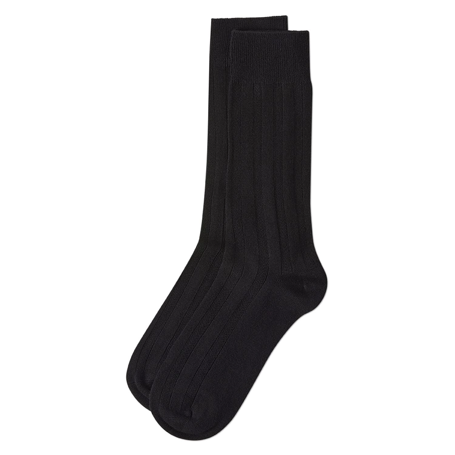 MeMoi Men's Bamboo Blend Solid Woven Ribbed Crew Socks