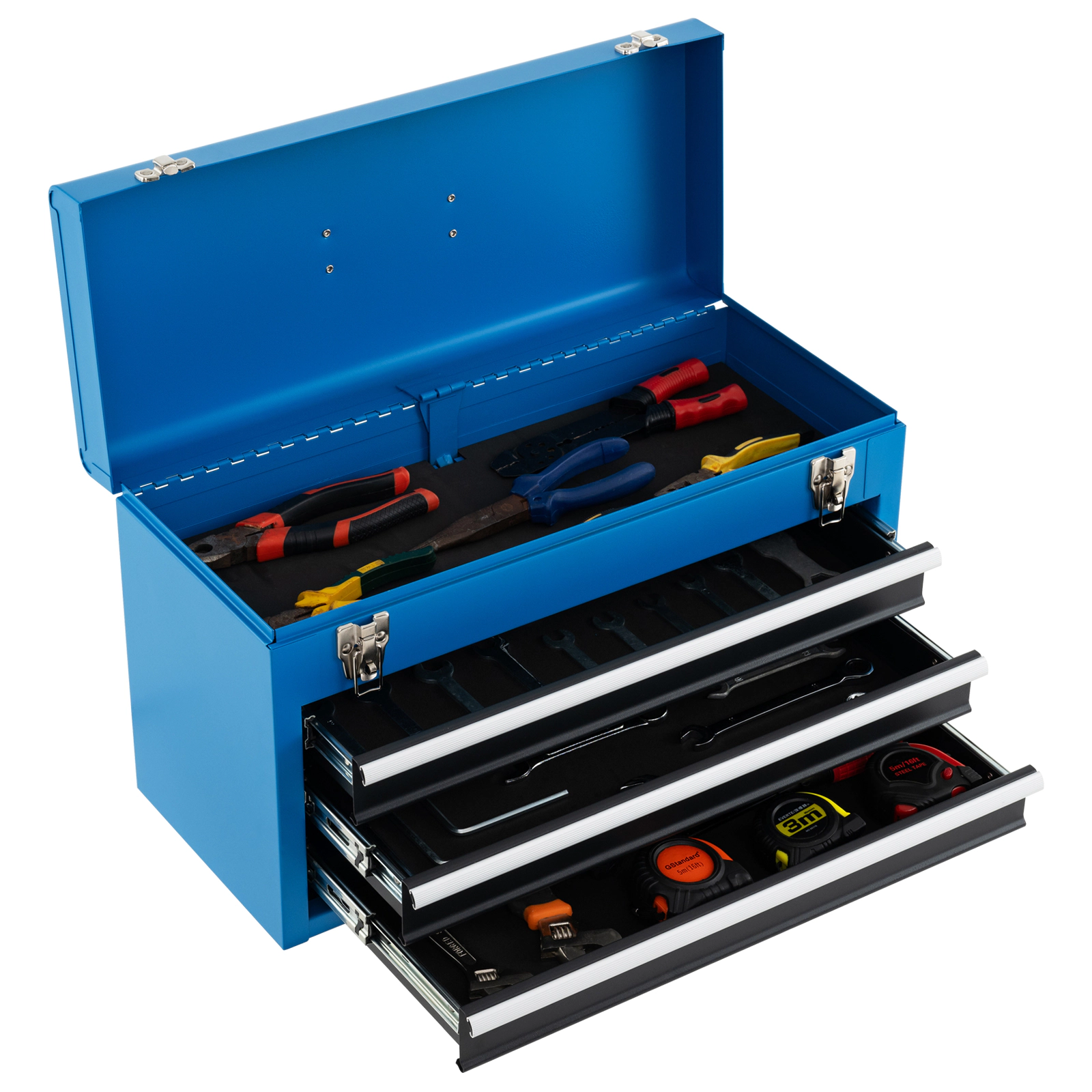 SUGIFT Portable Garage Mechanic Tool Cabinet Box with 3 Drawers 22-lb Drawer Capacity Blue