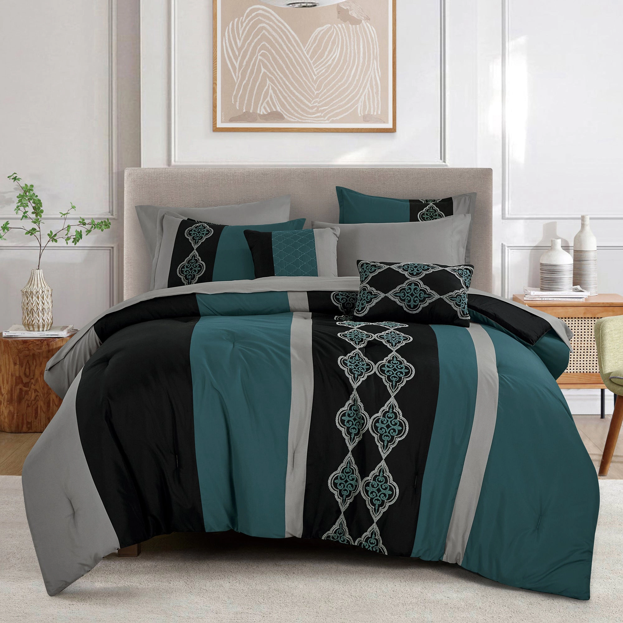 MarCielo 9 Pieces Luxurious Comforter Set,Soft Complete Set Includes Bed Sheet
