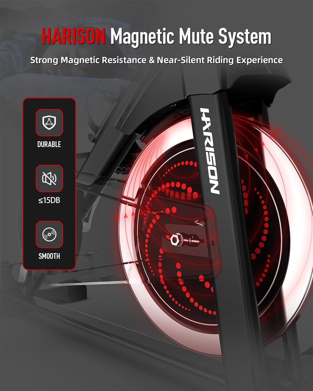 HARISON Magnetic Exercise Bike for Home 380 LB Capacity with Bluetooth