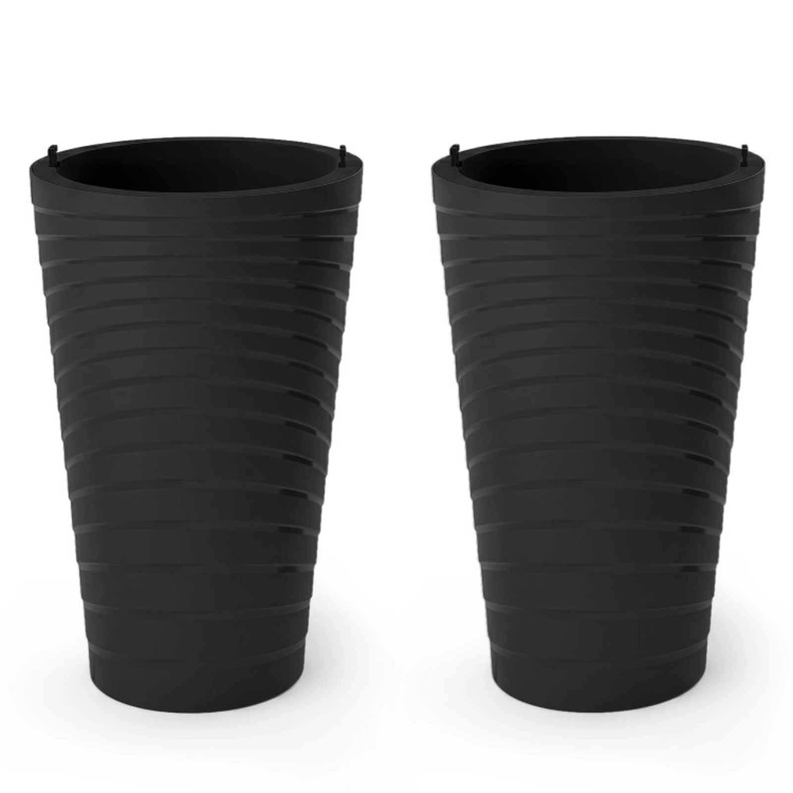 SUGIFT 18-in Tall Outdoor Flower Pot Planter Set with Insert Buckets and Handles Brown Gray