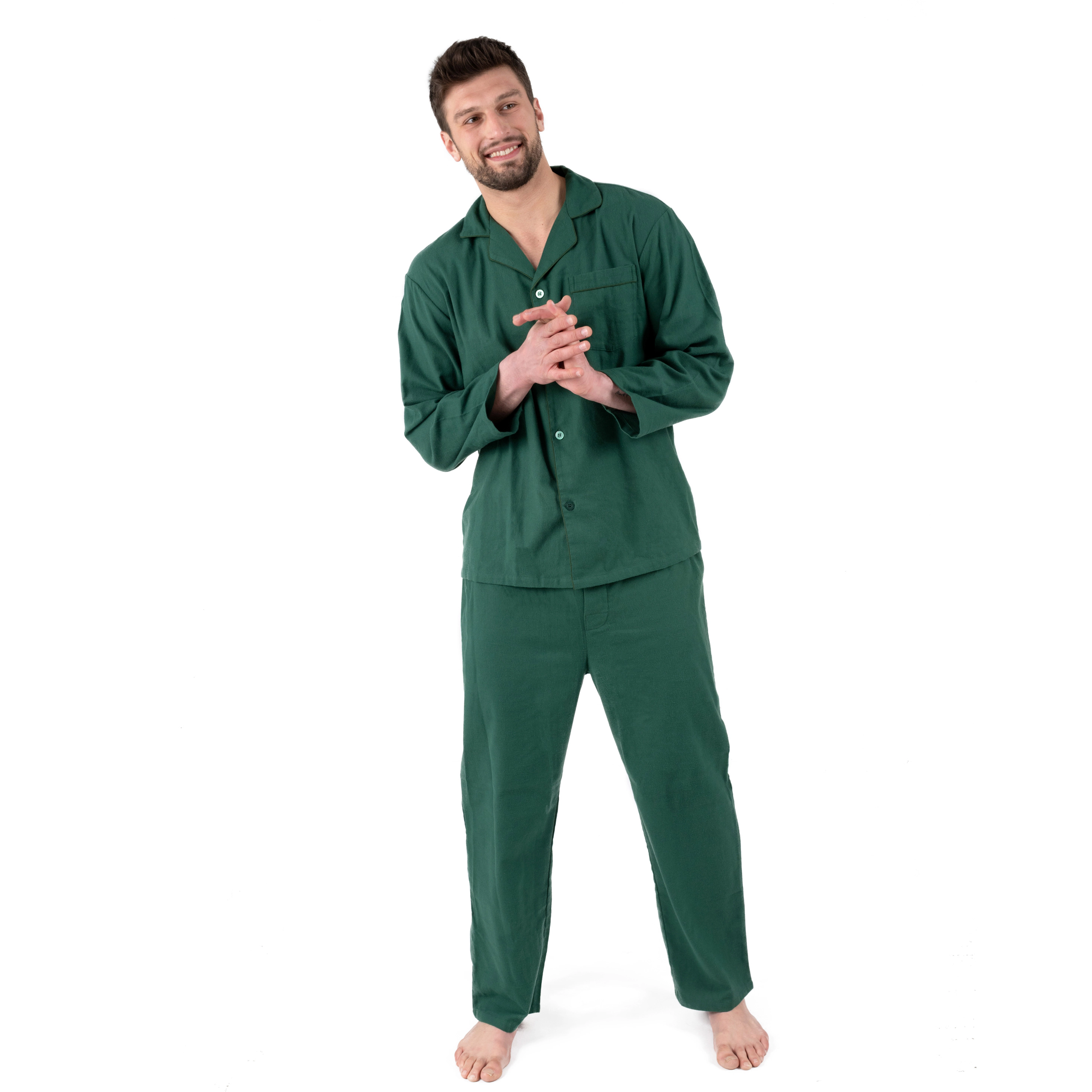 Leveret Men's 2-pc Holiday Solid Cotton Flannel Pajamas