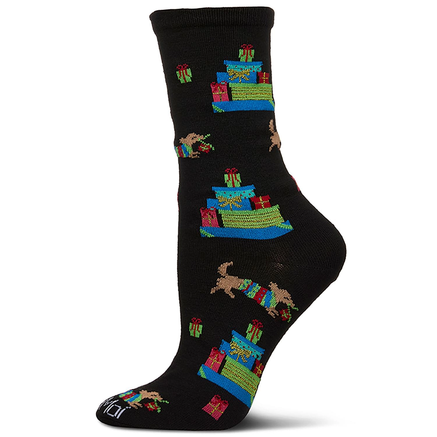 MeMoi Women's Pile Of Gifts Holiday Crew Socks