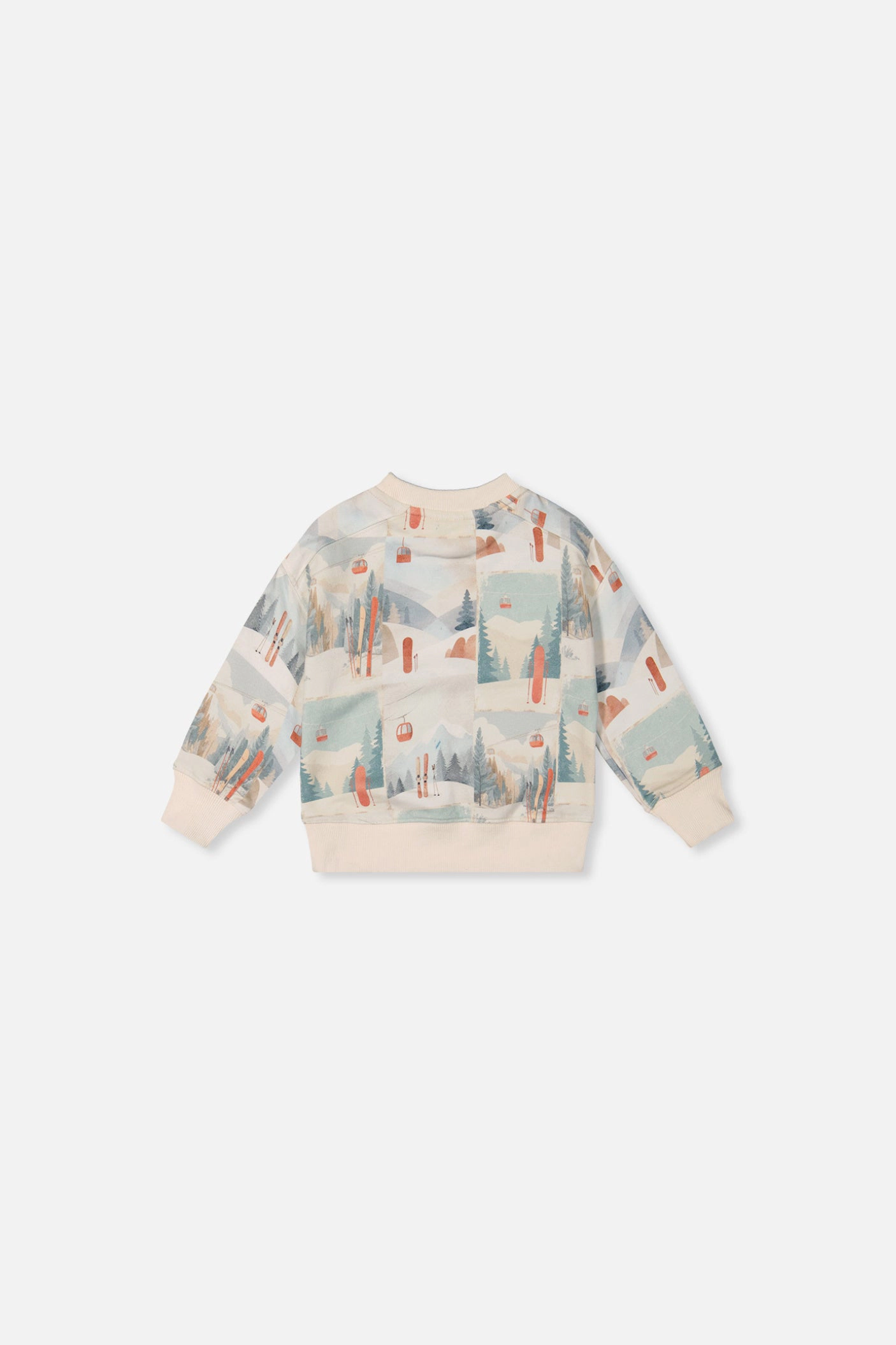 Deux par Boys Fleece Ribbed Crewneck Ski Print Sweatshirt