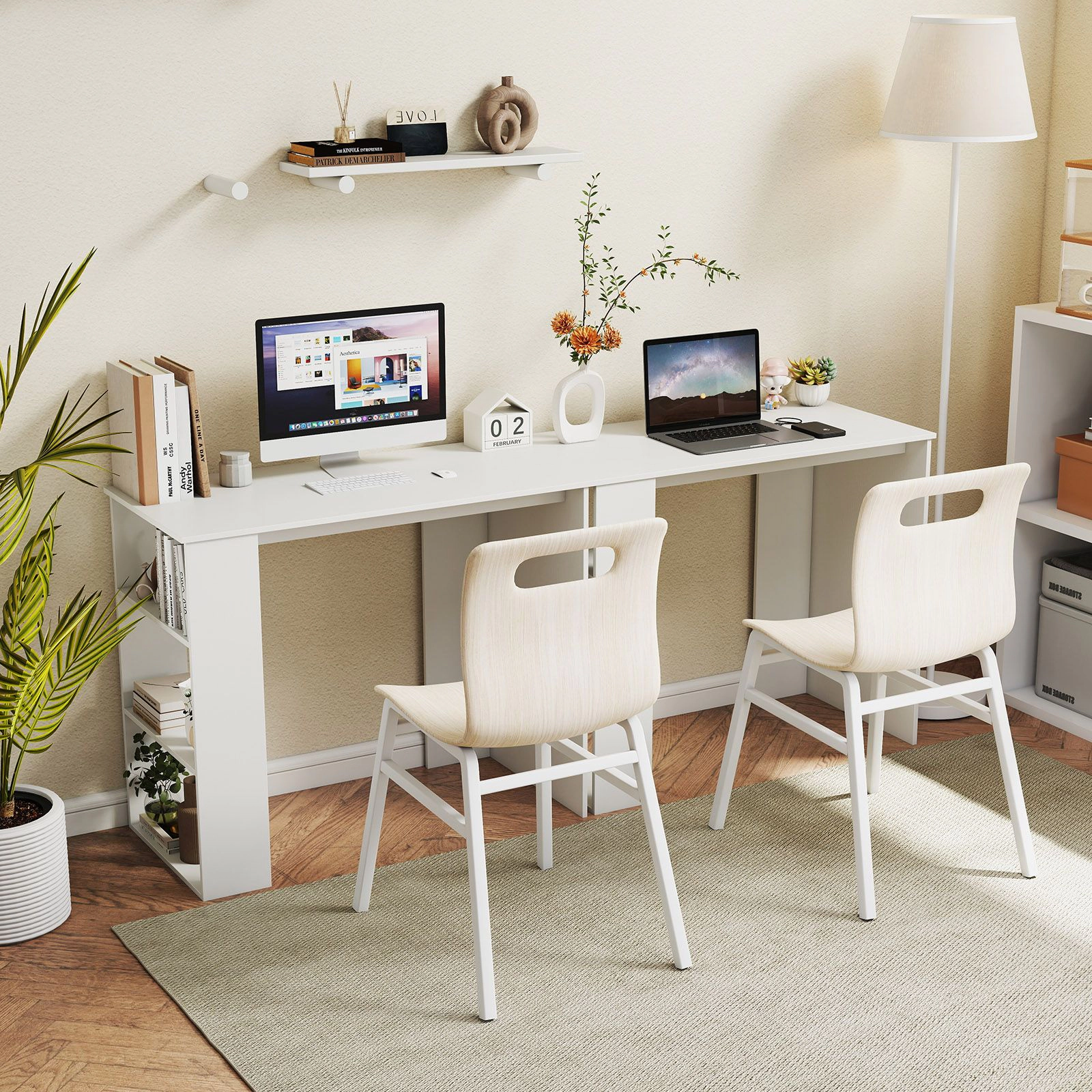SlickBlue Study Desk with Side Shelves and 155 Lb Tabletop Capacity