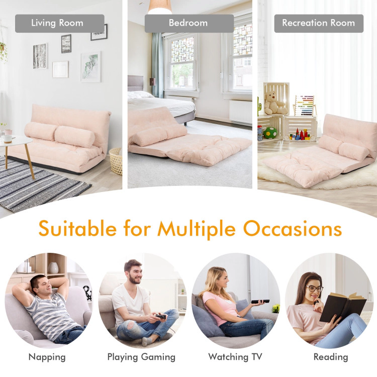 Hivvago 6-Position Adjustable Sleeper Lounge Couch With 2 Pillows