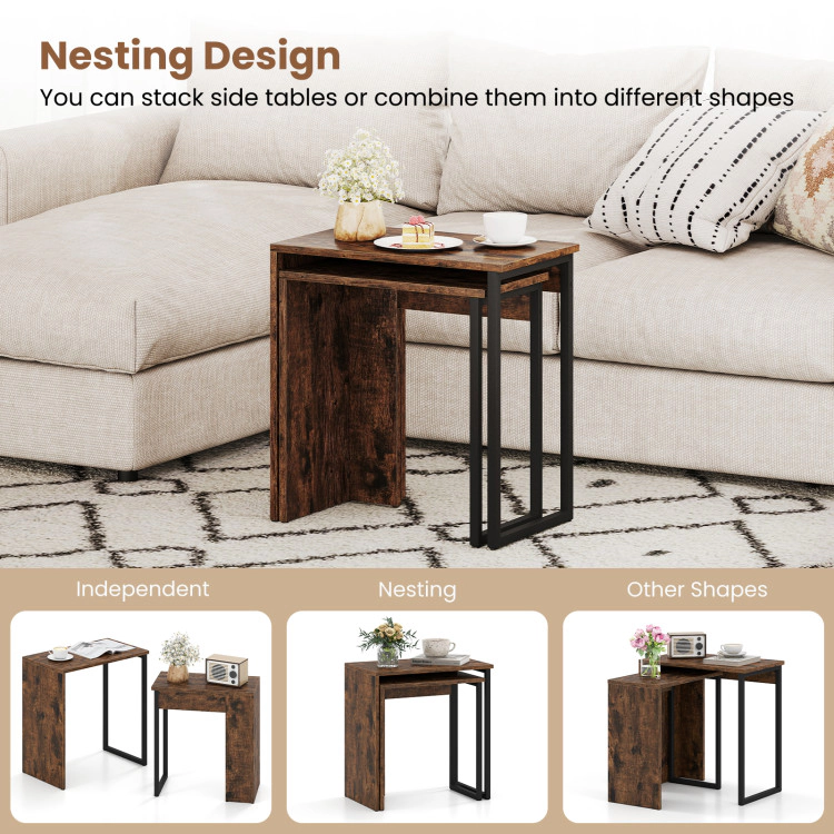 Hivvago Compact Nesting Coffee Tables for Multi-Room Use, Set of 2