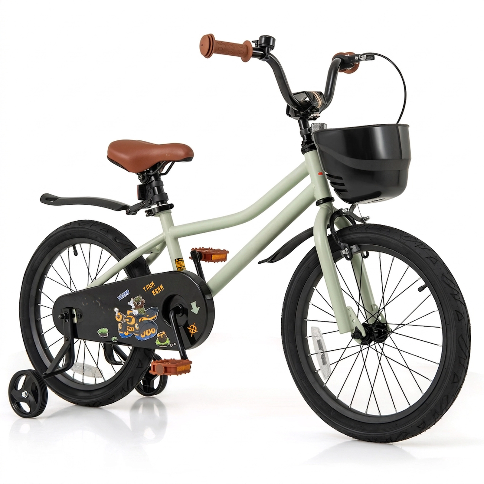 SUGIFT Green Removable Training Wheels Quick Release Seat and Reflectors Kids 16 Inch Bike