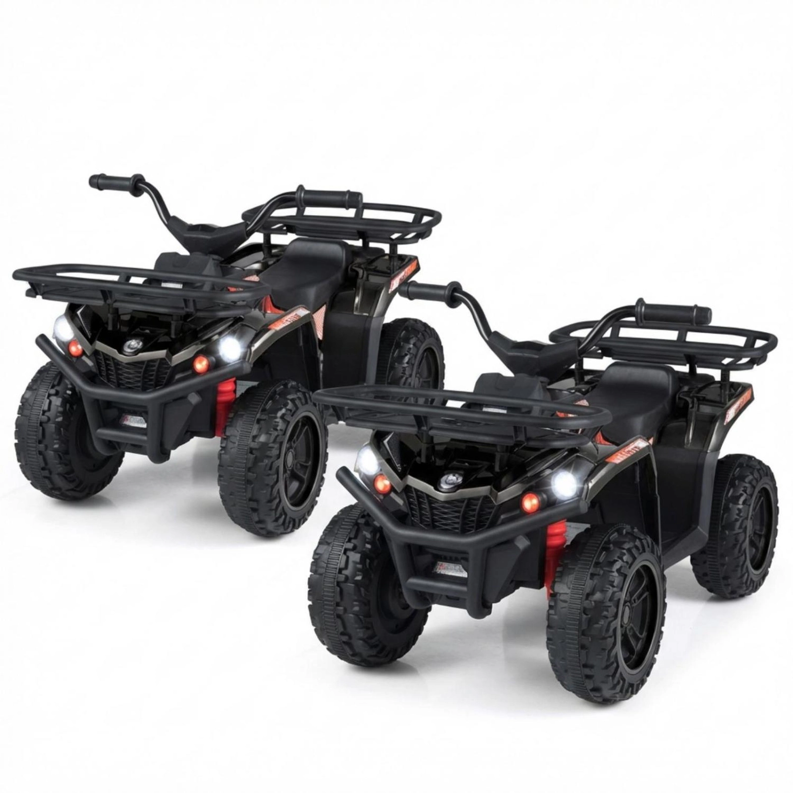 SUGIFT Black LED Headlights and Dual 35W Motors 24V 2 Pack Kids Electric Ride On Quad