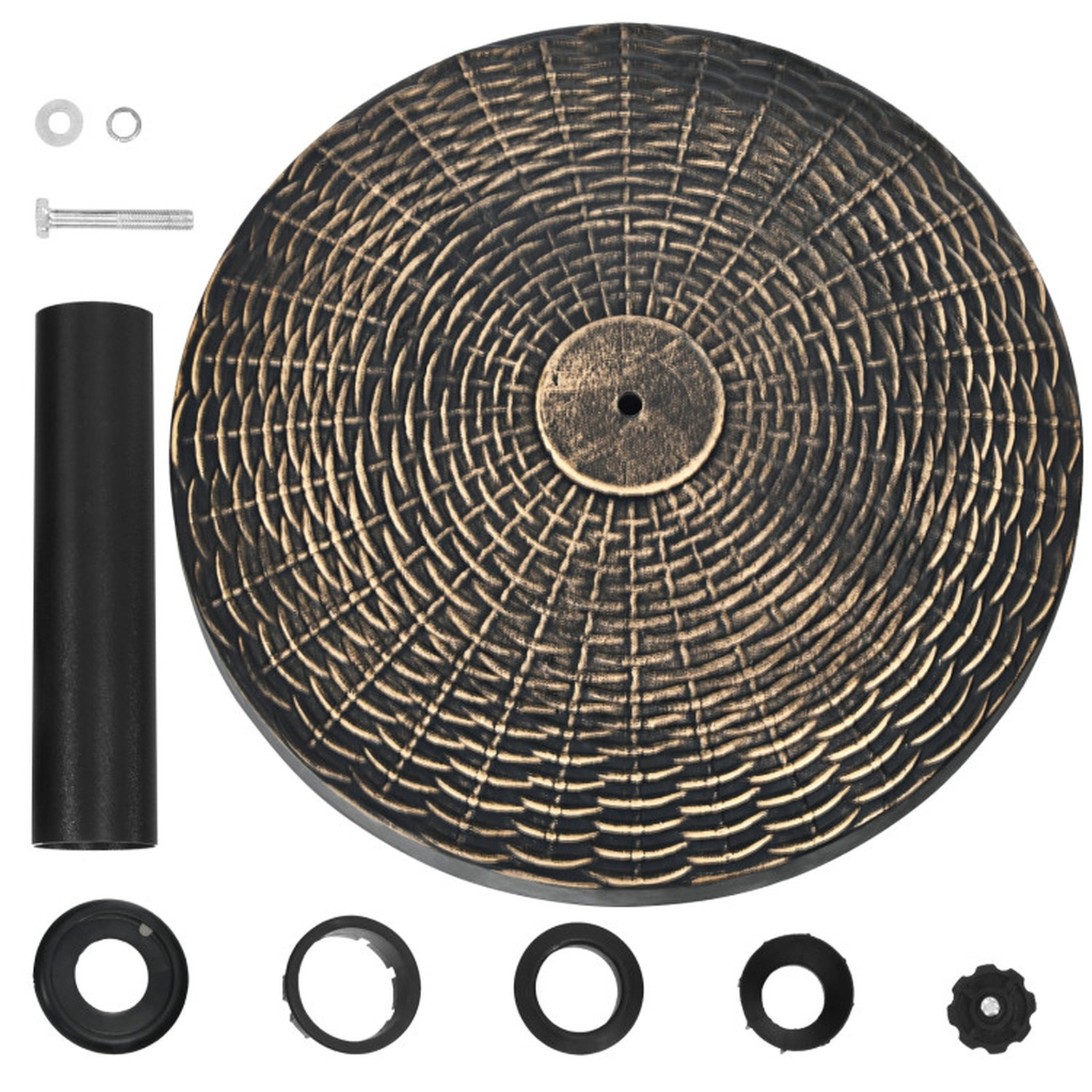 SUGIFT 22-lb Bronze Resin Patio Umbrella Base with Wicker Style and 2 Pole Adapters 18-in Dia 13-in H