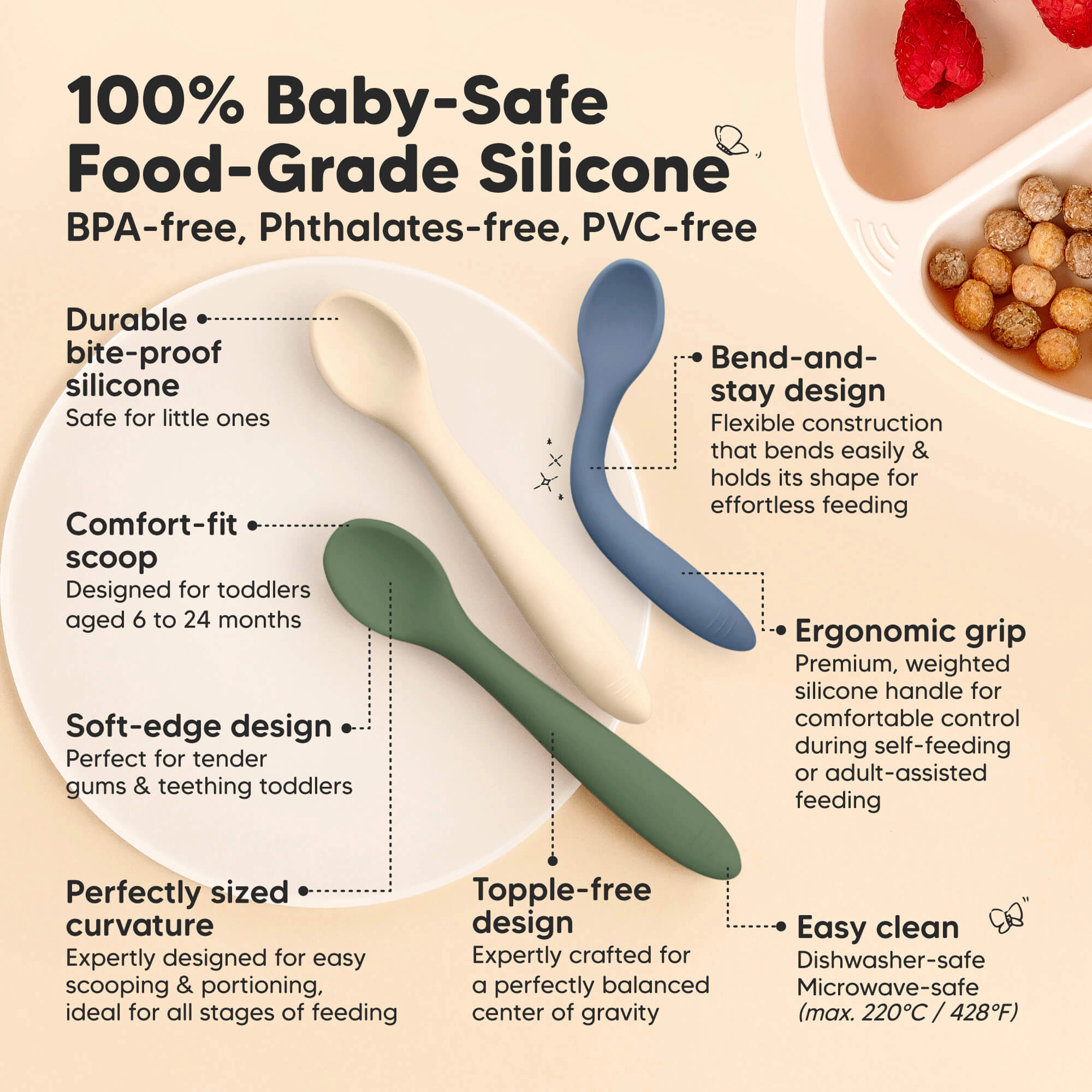 KeaBabies 3-Pack Prep Baby Spoons