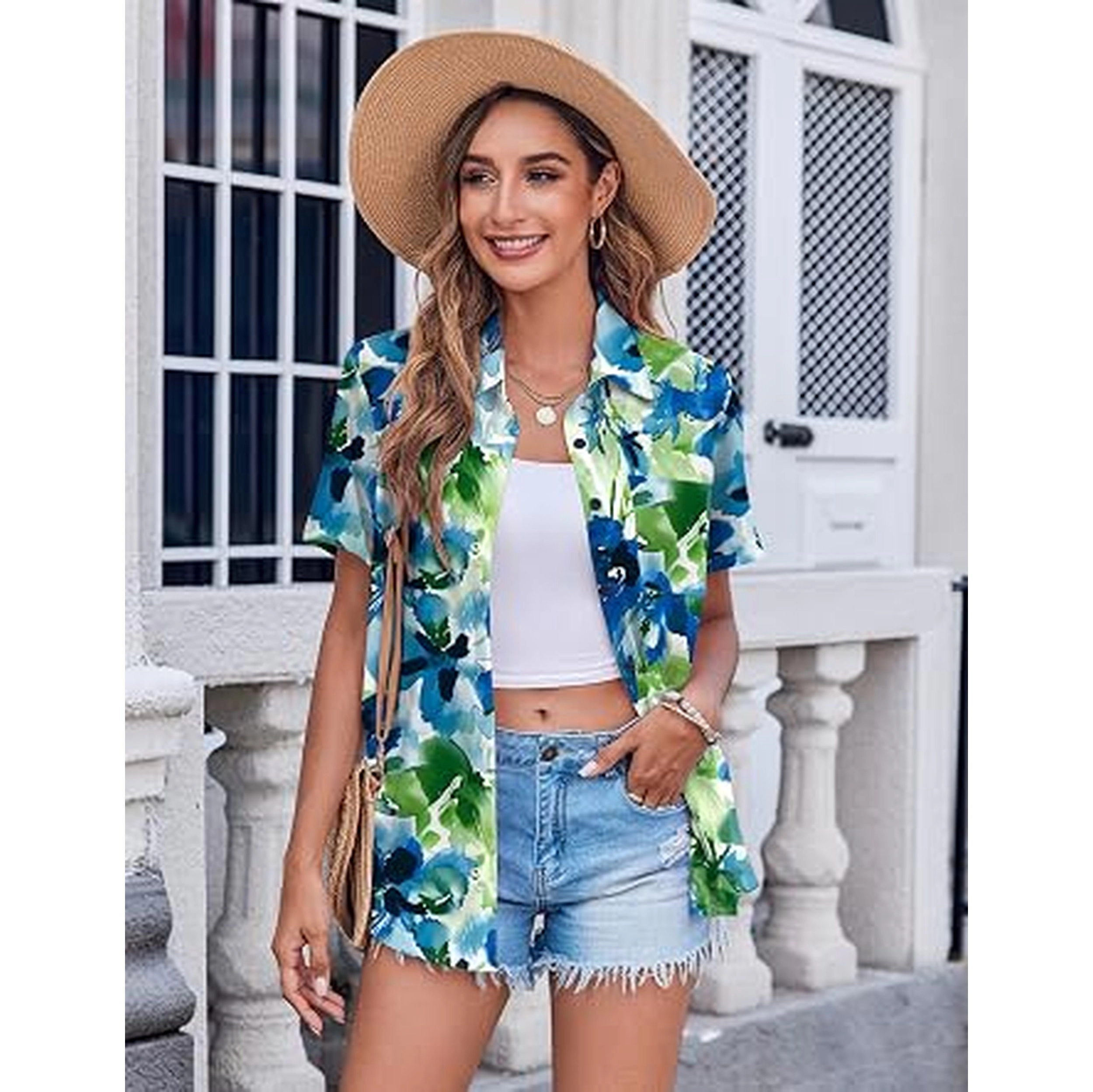 Zeagoo Women's Short Sleeve Button Down Shirts Classic Work Blouses Casual Business Tops