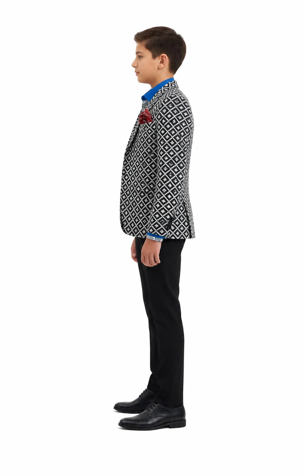Elie Balleh Boys Slim Fit Stamp Boucle Blazer