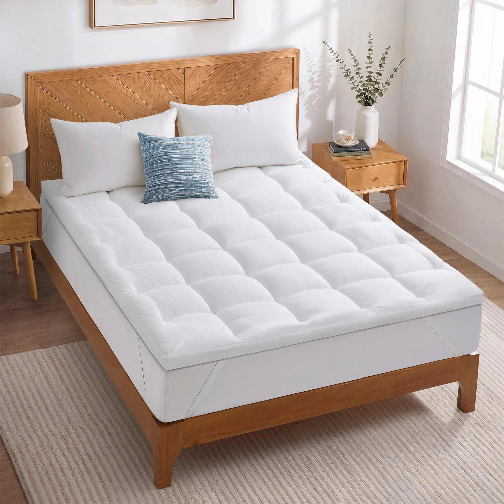PEACE NEST 3" Plush Down Alternative Mattress Topper with Elastic Straps UP To 18inch