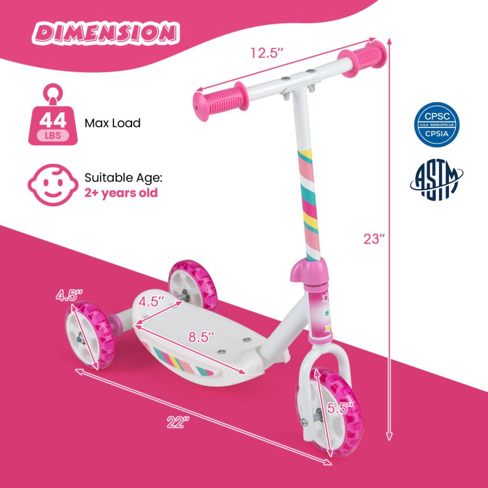 Hivvago Toddlers Kick Scooter with LED Light-Up Wheels and Wide Anti-Slip Deck for Boys and Girl
