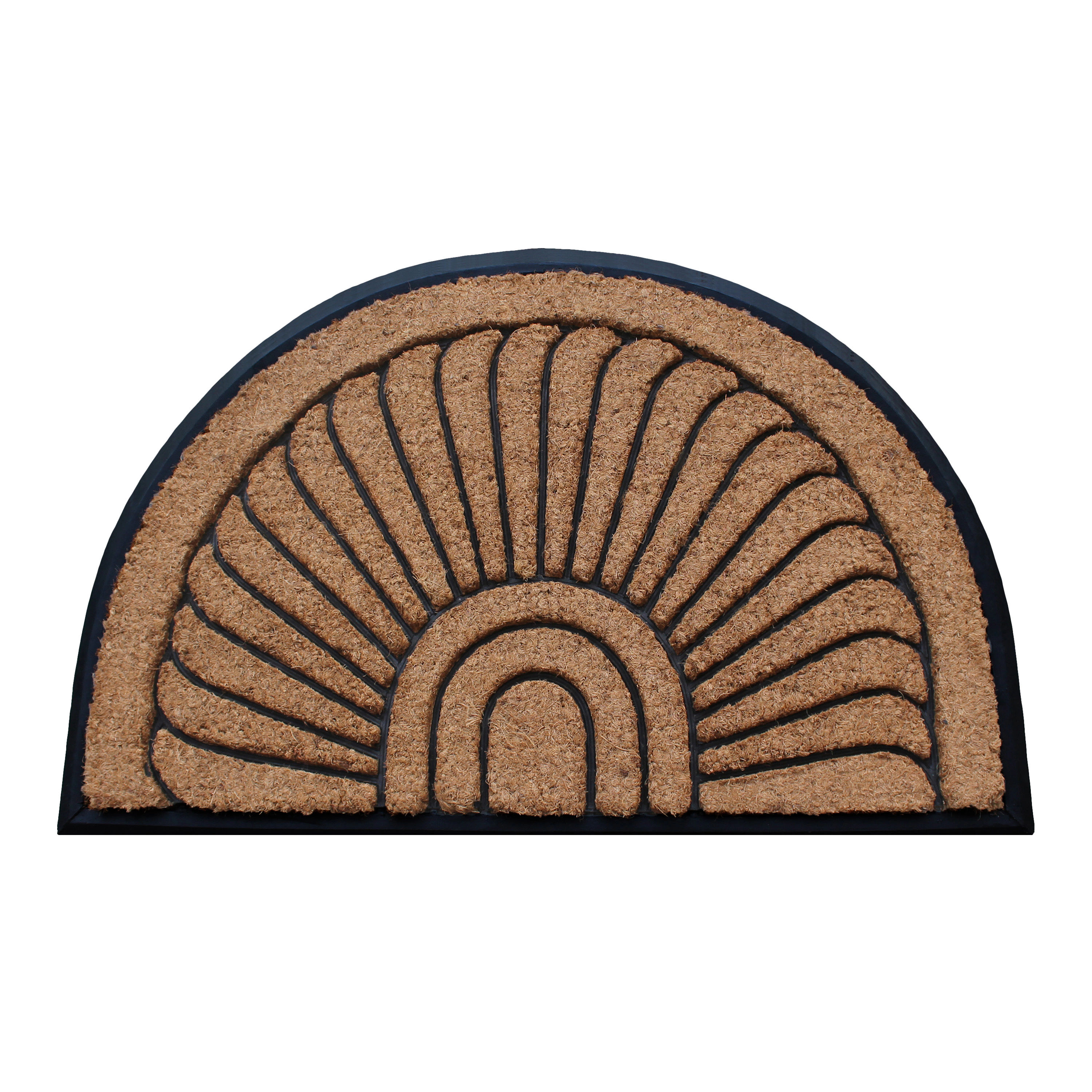 A1HC Coir and Rubber Door Mat 24x36 Inches Heavy Duty Durable Long-Lasting Sunburst Semicircle