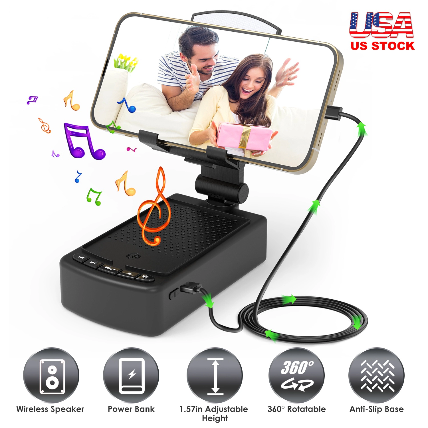 GBruno 3-in-1 Phone Stand With Wireless Speaker